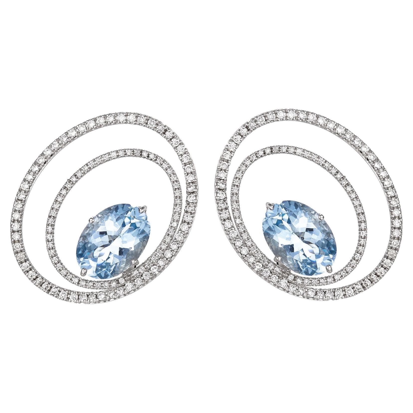 18K White Gold 10ct Aquamarine 2ct Diamond Climber Statement Empowering Leverback Earrings.
Unlock Your Divine Potential with the Special Balance of Saturno Earrings.
 Gems and metal are energetically cleansed to emit their best vibrations.
The