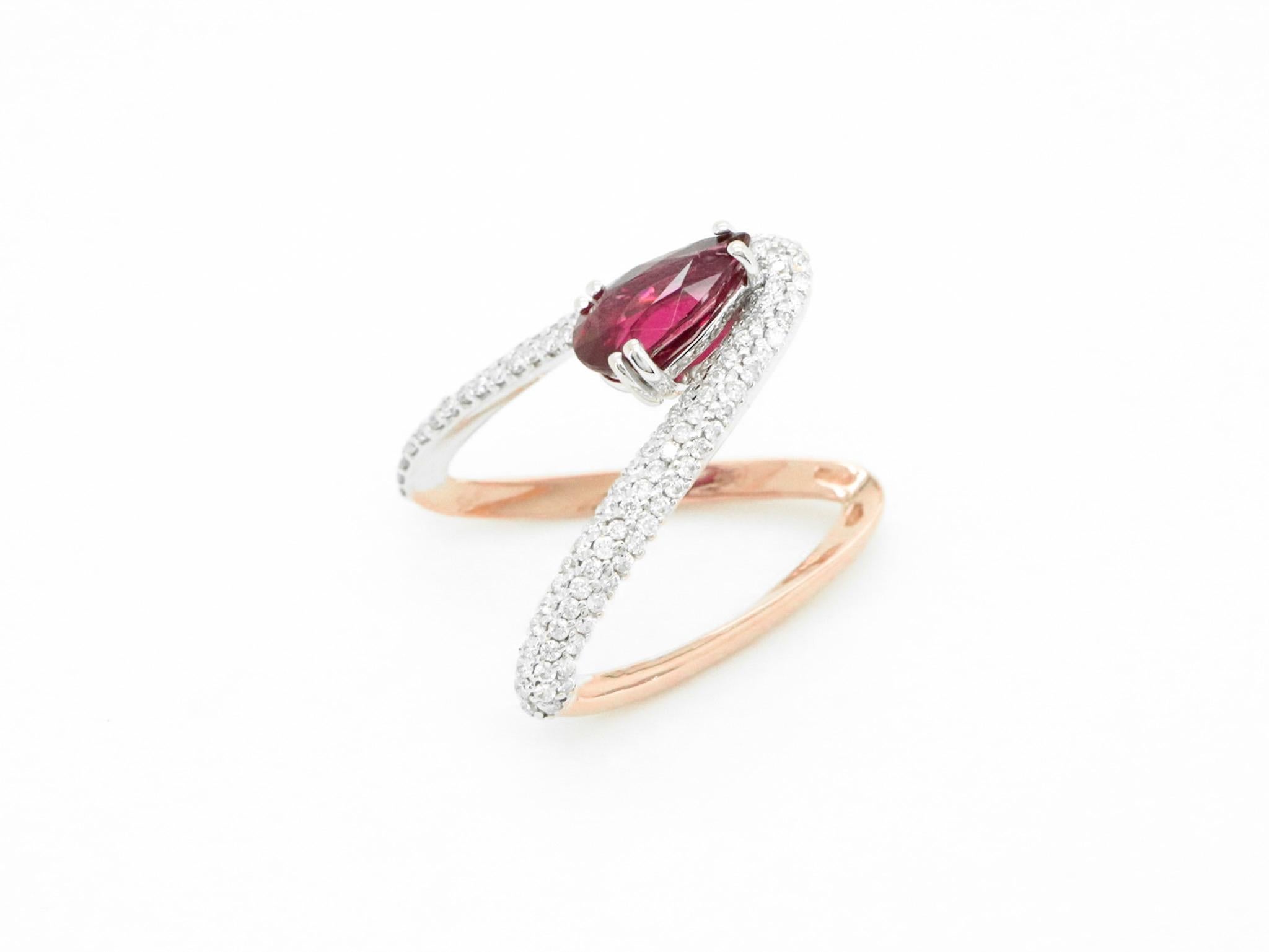For Sale:  2.02 Carat Rubellite Diamond 18K Rose Gold Made in Italy Cosmic Empowerment Ring 3