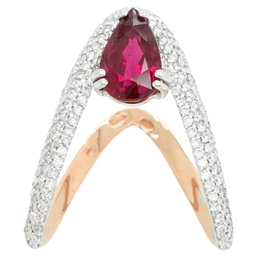 2.02 Carat Rubellite Diamond 18K Rose Gold Made in Italy Cosmic Empowerment Ring