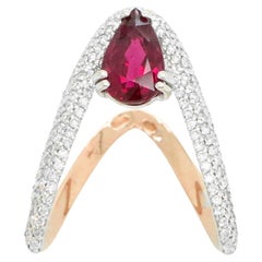 Used 2.02 Carat Rubellite Diamond 18K Rose Gold Made in Italy Cosmic Empowerment Ring
