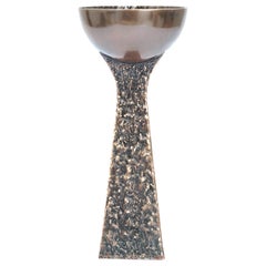 21st Century Brutalist Revival Chalice Style Oxydized Cast Dark Bronze Vessel