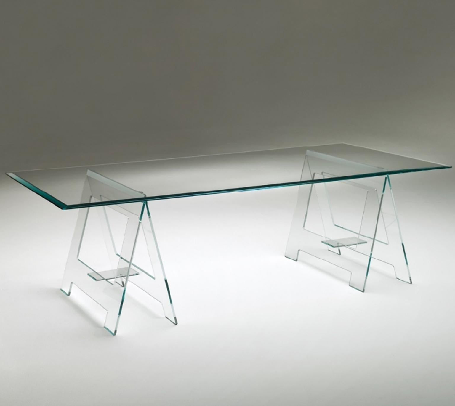 Modern Italian Design 21st Century Clear Crystal Desk or Dining Table