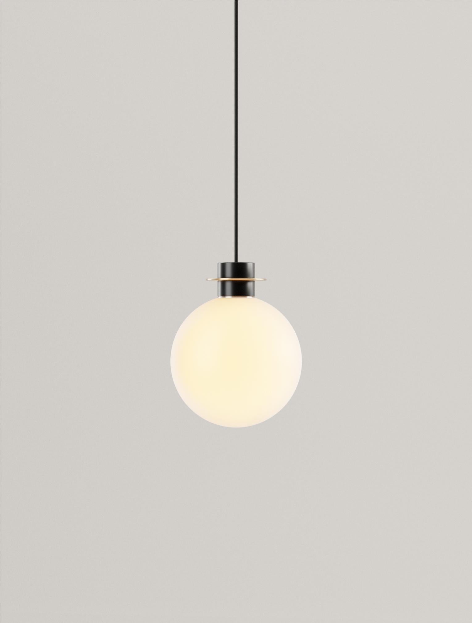 French 21th C Contemporary Marine Breynaert Nova Pendant Lamp Brushed Brass Glass For Sale