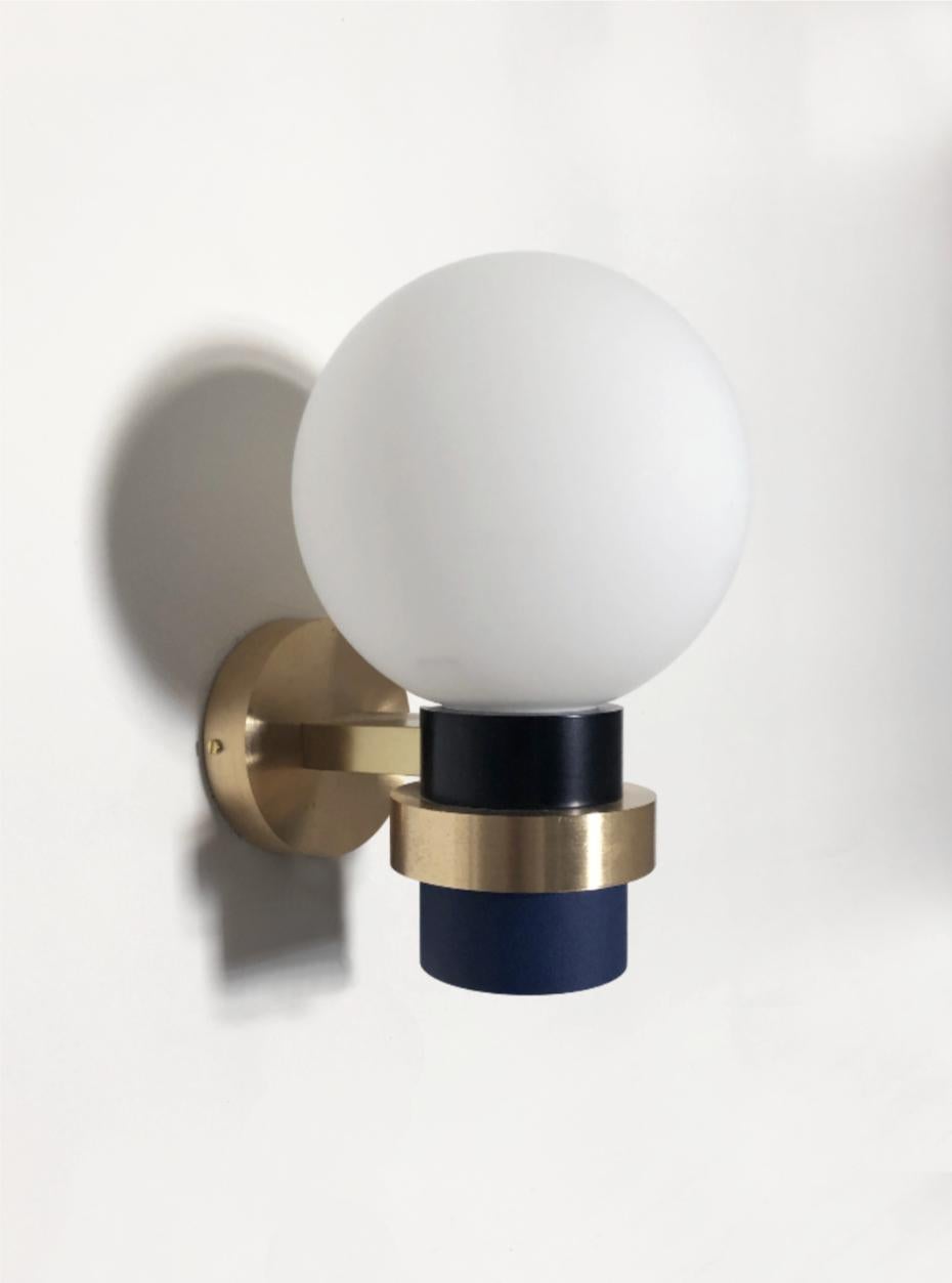 21th C Contemporary Marine Breynaert Wall Sconce Lamp Brushed Brass Glass Black In New Condition For Sale In Paris, FR