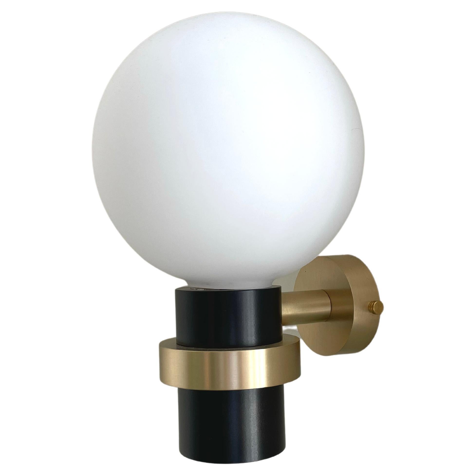 21th C Contemporary Marine Breynaert Wall Sconce Lamp Brushed Brass Glass Black For Sale