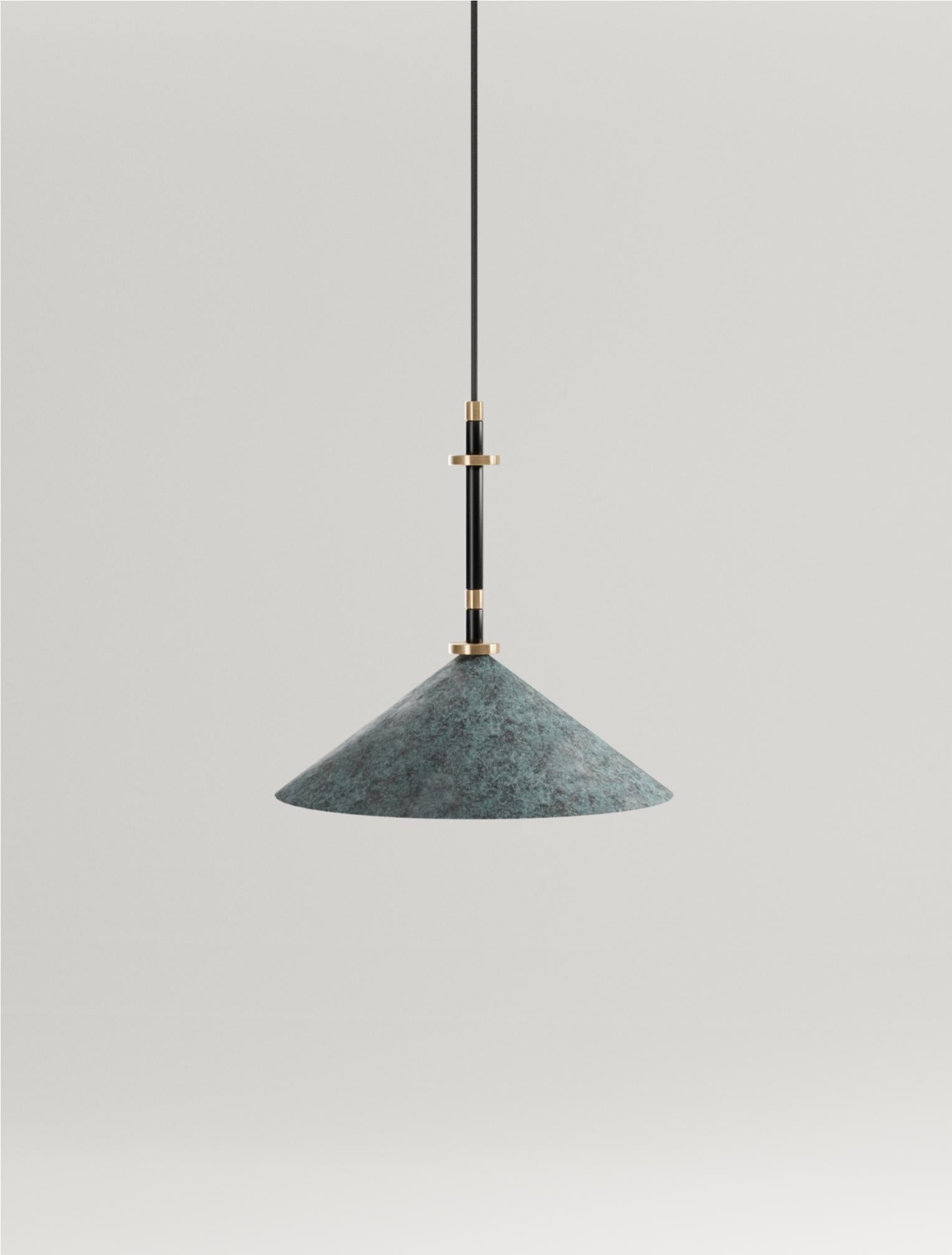 Powder-Coated 21th C LouisaI Pendant Lamp Patinated Brass by French Designer Marine Breynaert For Sale
