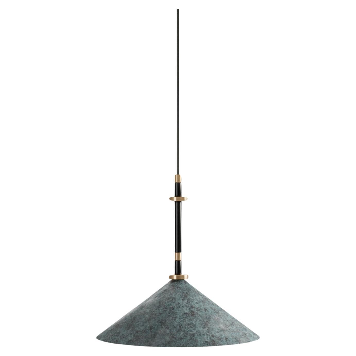 21th C LouisaI Pendant Lamp Patinated Brass by French Designer Marine Breynaert