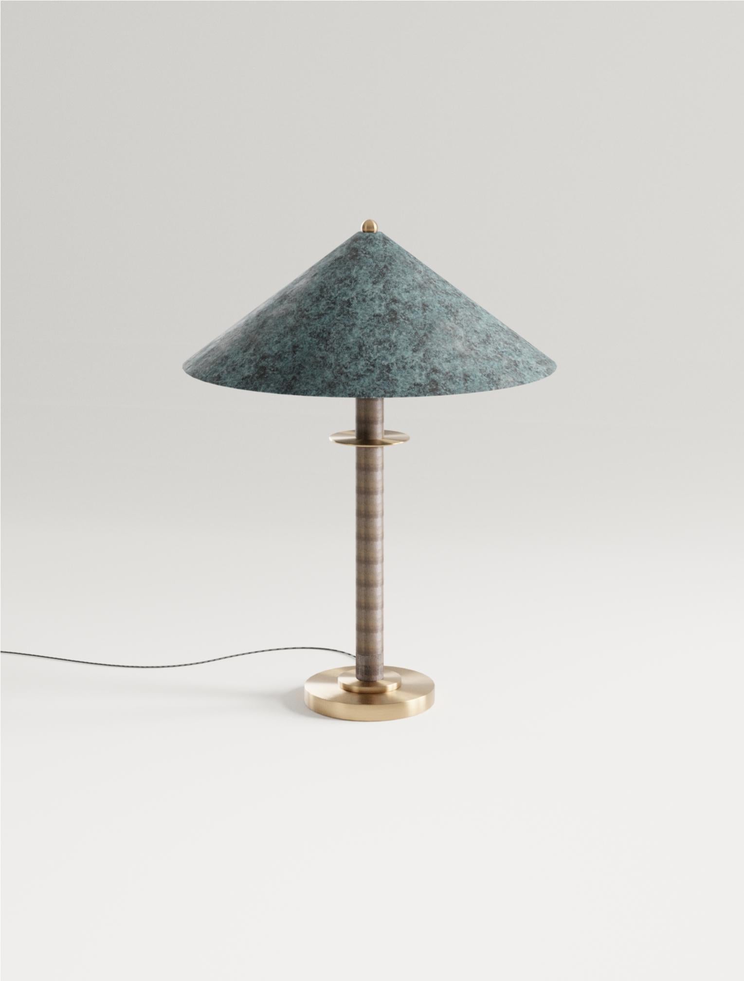 21th C LouisaII Table Lamp Patinated Brass and Bronze by Marine Breynaert In New Condition For Sale In Paris, FR