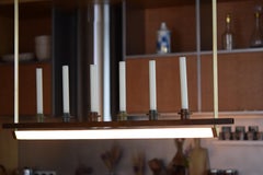 21th C Nollez Pendant Lamp and Candle Holder Patinated Brass Alabaster