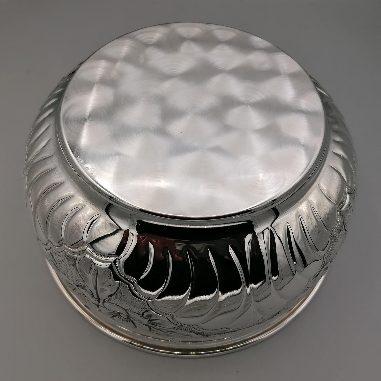 21st Century Italia Solid Silver 800 Decorated Bowl For Sale 1