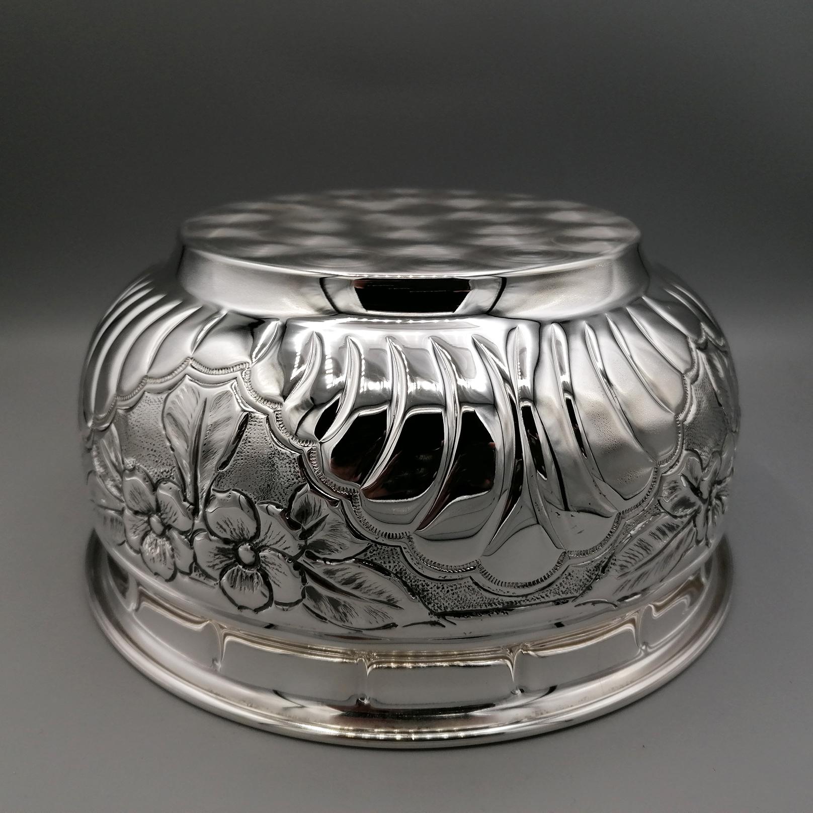 21st Century Italia Solid Silver 800 Decorated Bowl For Sale 2