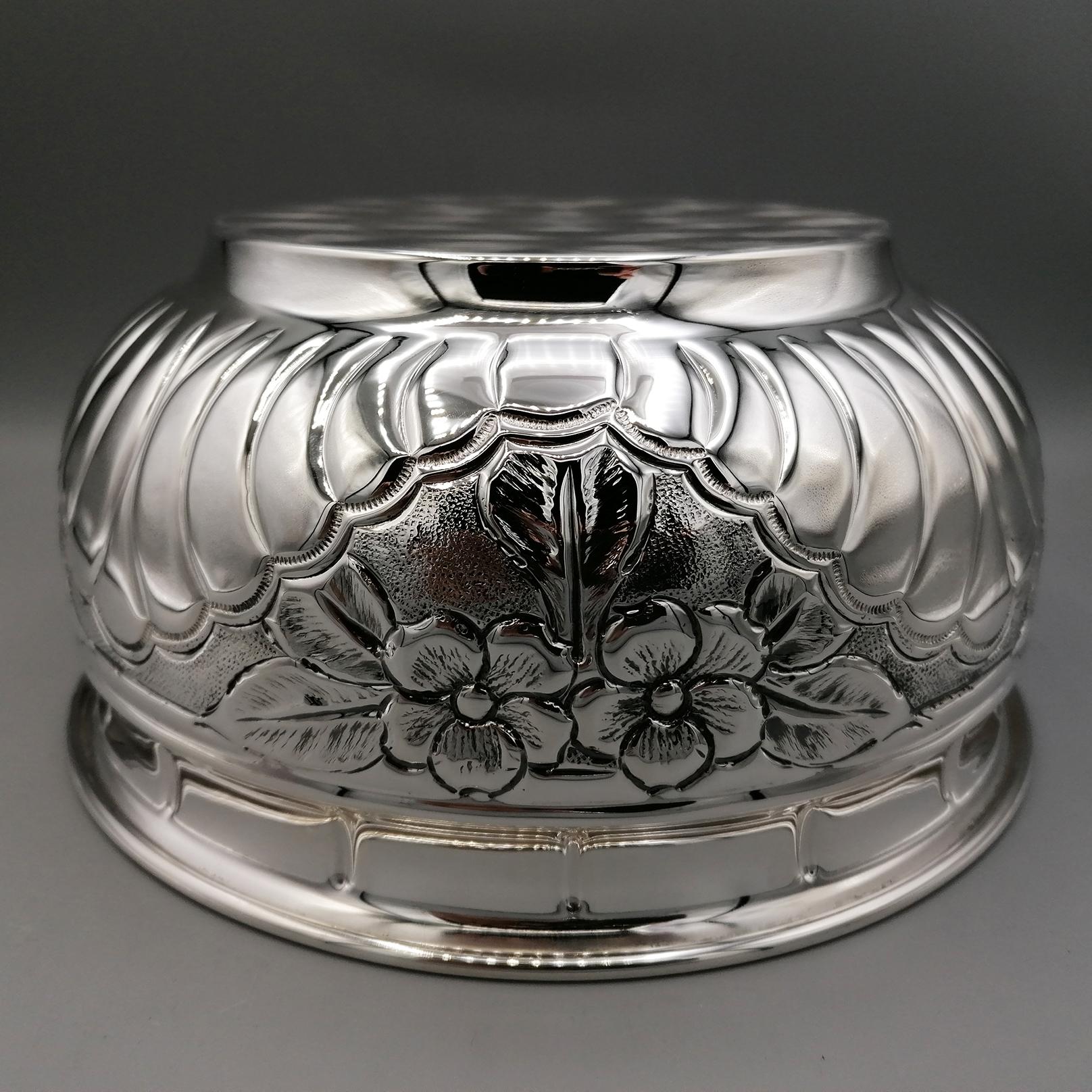 21st Century Italia Solid Silver 800 Decorated Bowl For Sale 3
