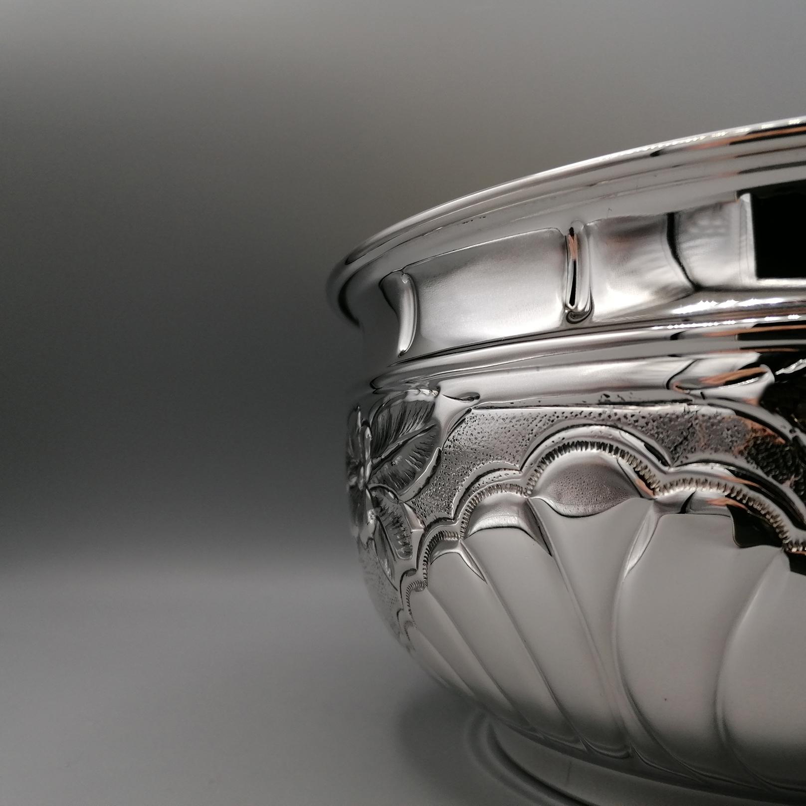 Other 21st Century Italia Solid Silver 800 Decorated Bowl For Sale