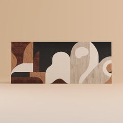 21th Century Art Deco Style Headboard Organic Pattern Wood for Queen Bed