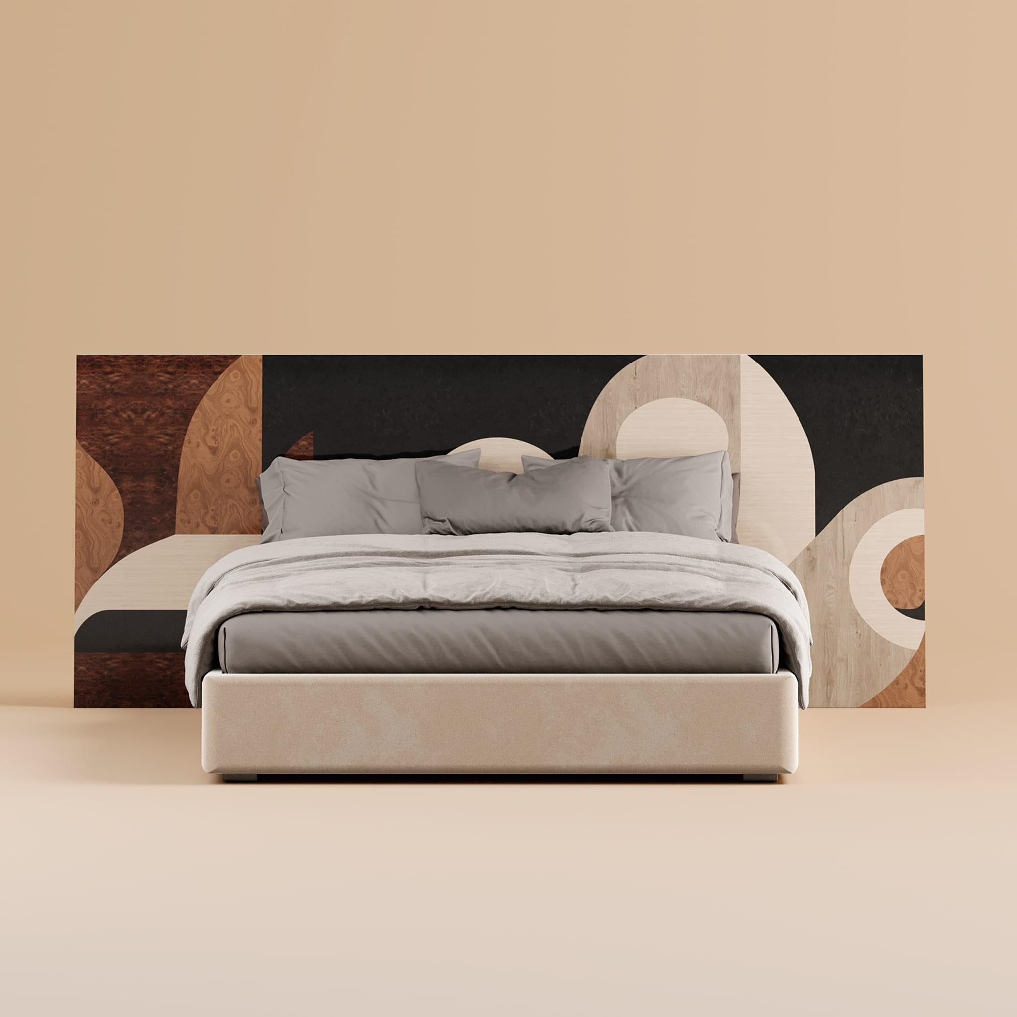 Portuguese 21th Century Art Deco Style Headboard Organic Pattern Wood for Queen Bed For Sale