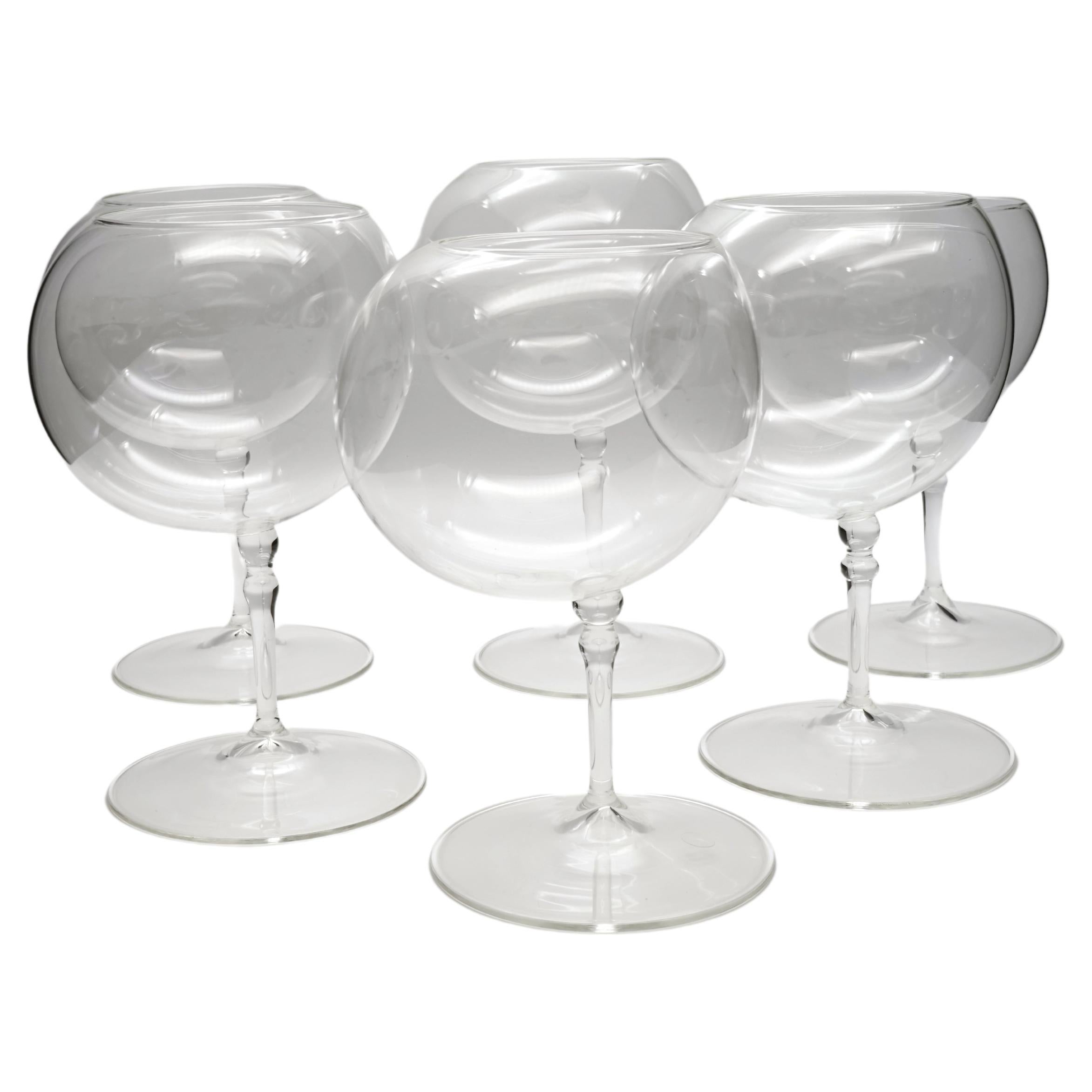 21th Century Asimetric Wine Glass, Hand-Crafted, Bubble, Kanz
