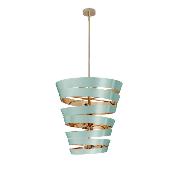 Portuguese 21st Century Bilbao Suspension Lamp Polished Lacquered Brass  by Creativemary For Sale