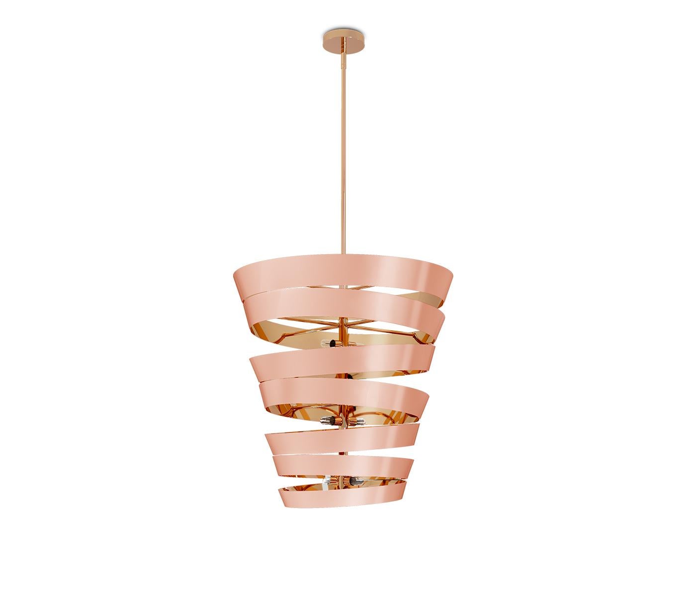 21st Century Bilbao Suspension Lamp Polished Lacquered Brass  by Creativemary In New Condition For Sale In RIO TINTO, PT
