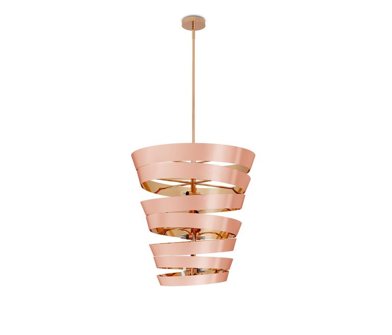 21st Century Bilbao Suspension Lamp Polished Lacquered Brass  by Creativemary In New Condition For Sale In RIO TINTO, PT