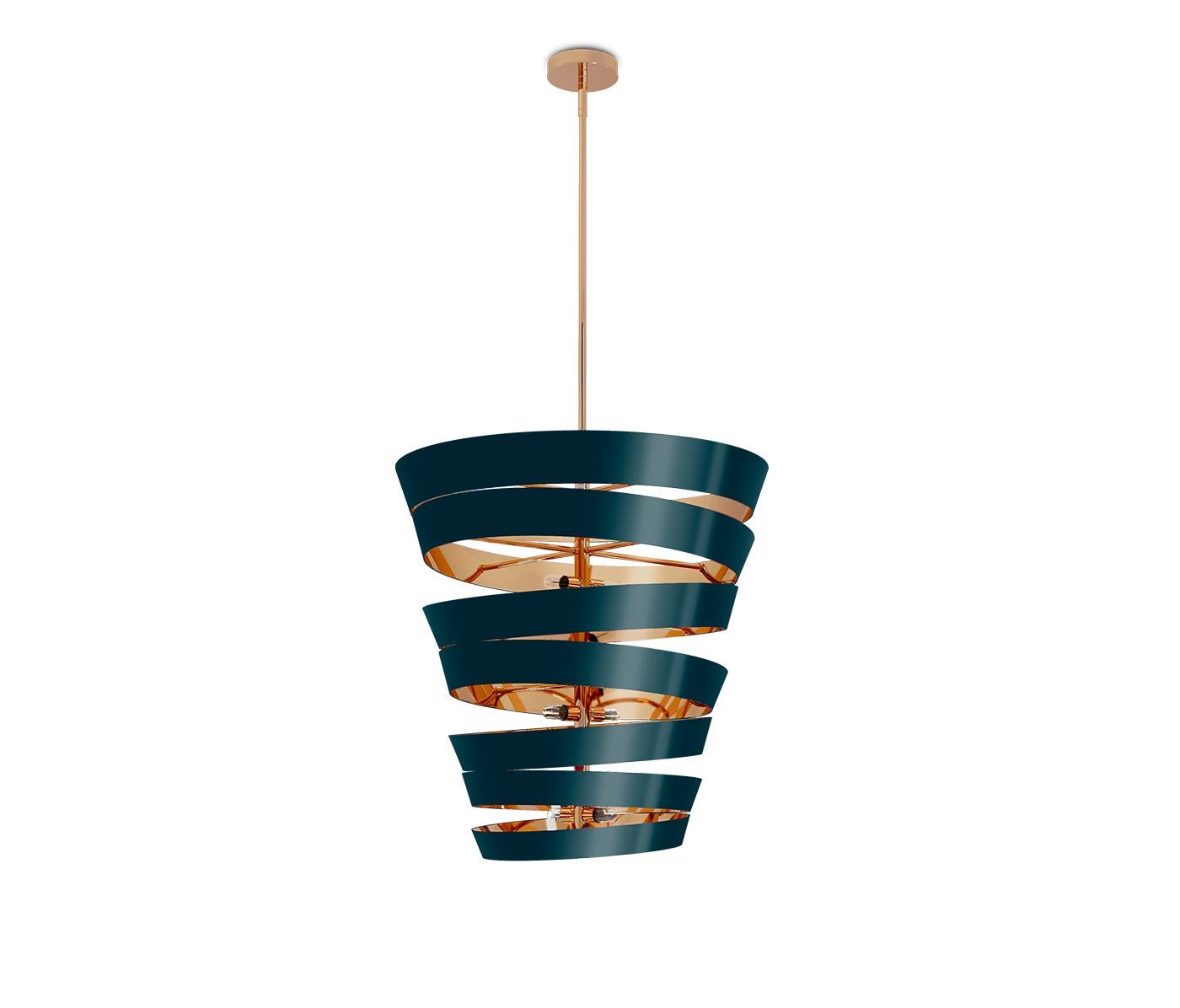 Contemporary 21st Century Bilbao Suspension Lamp Polished Lacquered Brass  by Creativemary For Sale