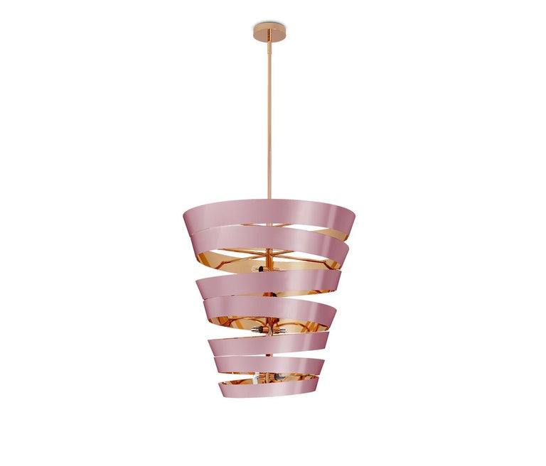 21st Century Bilbao Suspension Lamp Polished Lacquered Brass  by Creativemary For Sale 1