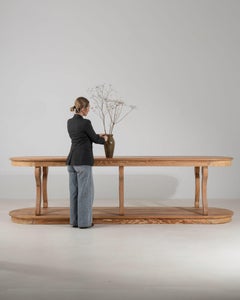 21th Century Bleached Wood Pitch Pine Tapistry Table