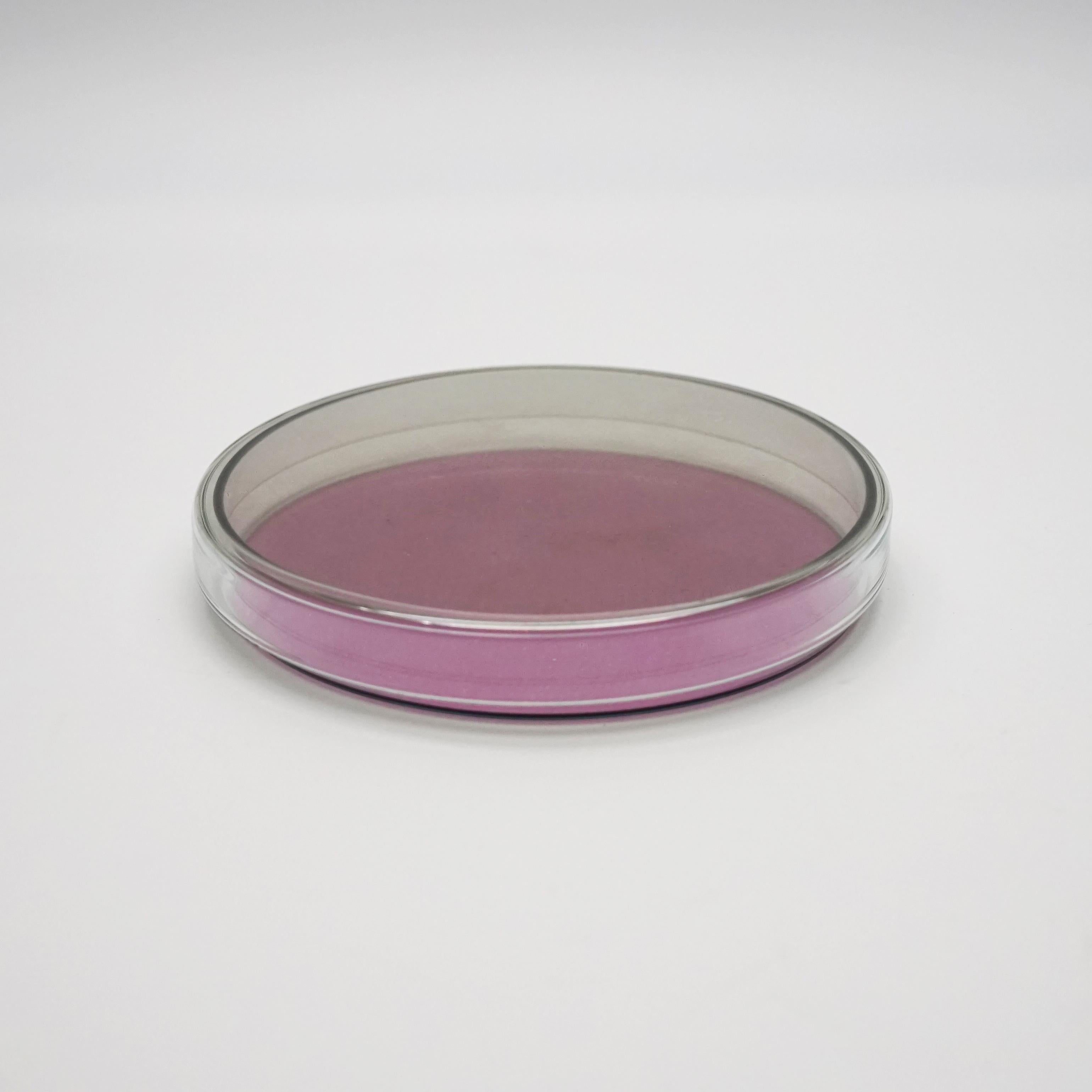 Four Moons is a septum consisting of four small borosilicate glass caskets, whose dimensions are 12 cm in diameter and 1.5 cm thick.
They are in four different hand-applied colours.
They can be used to hold small jewellery or small objects for
