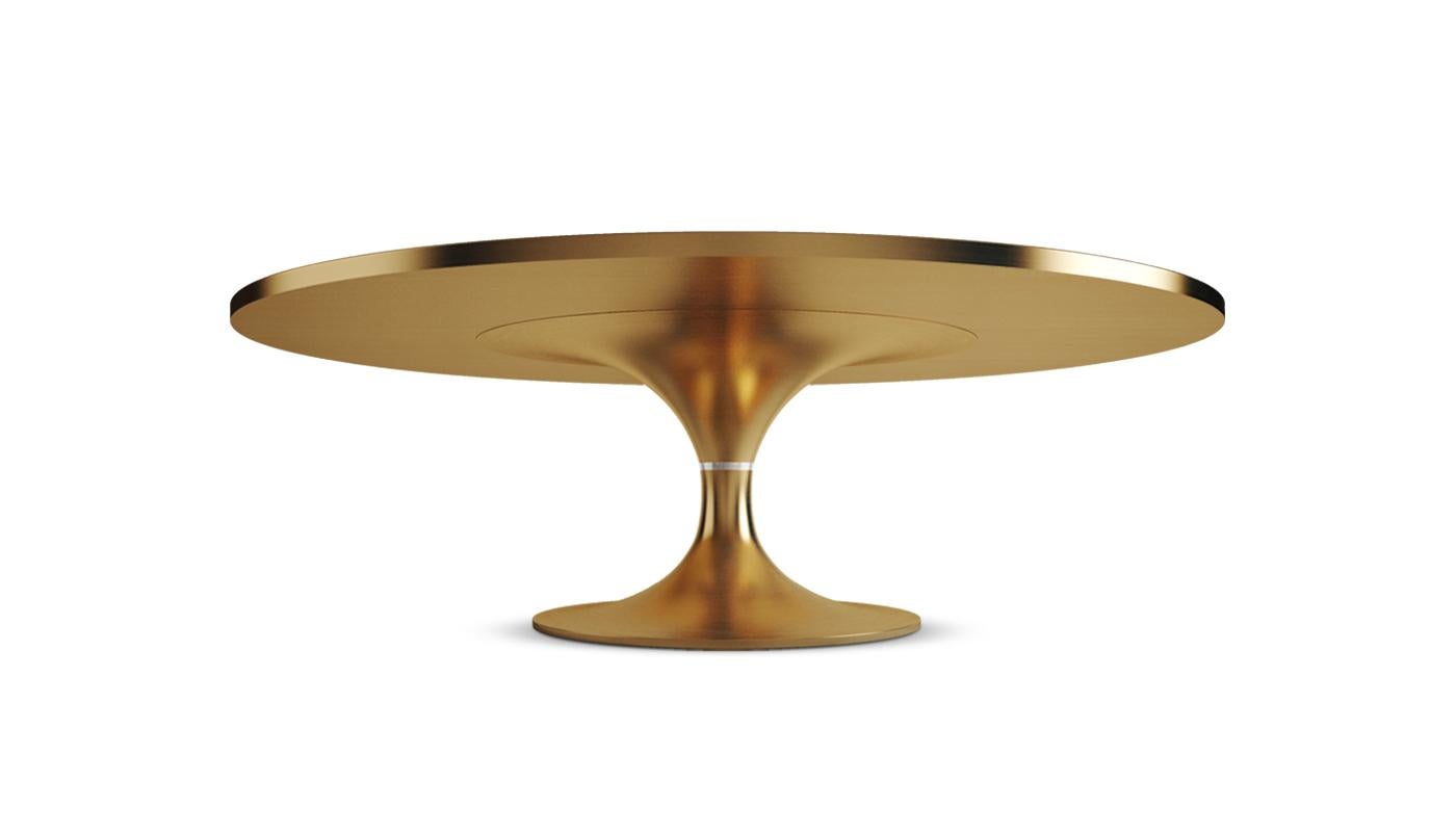21st Century Brass Caddo Dining Table Calacatta Marble In New Condition For Sale In RIO TINTO, PT
