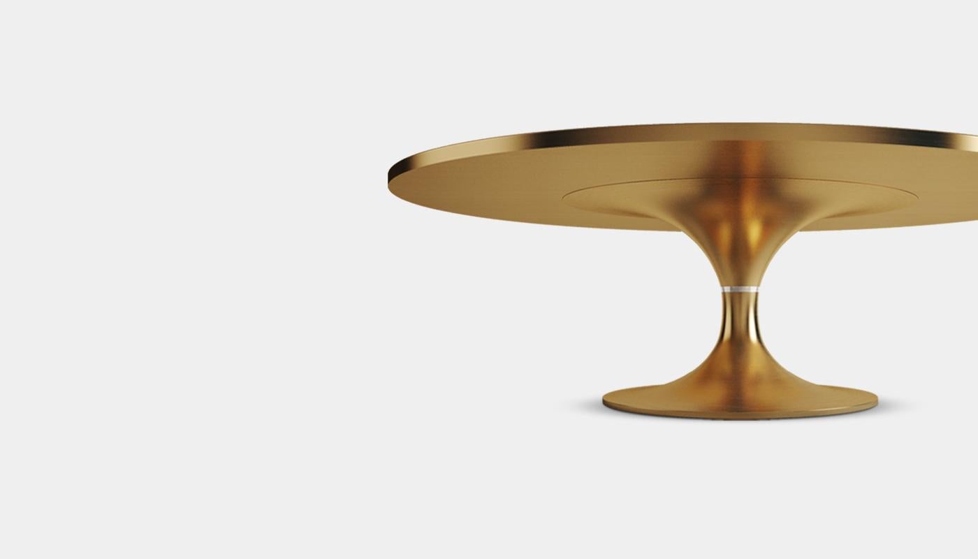 21st Century Brass Caddo Dining Table Calacatta Marble For Sale 1