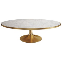 21th Century Brass Caddo Dining Table Calacatta Marble