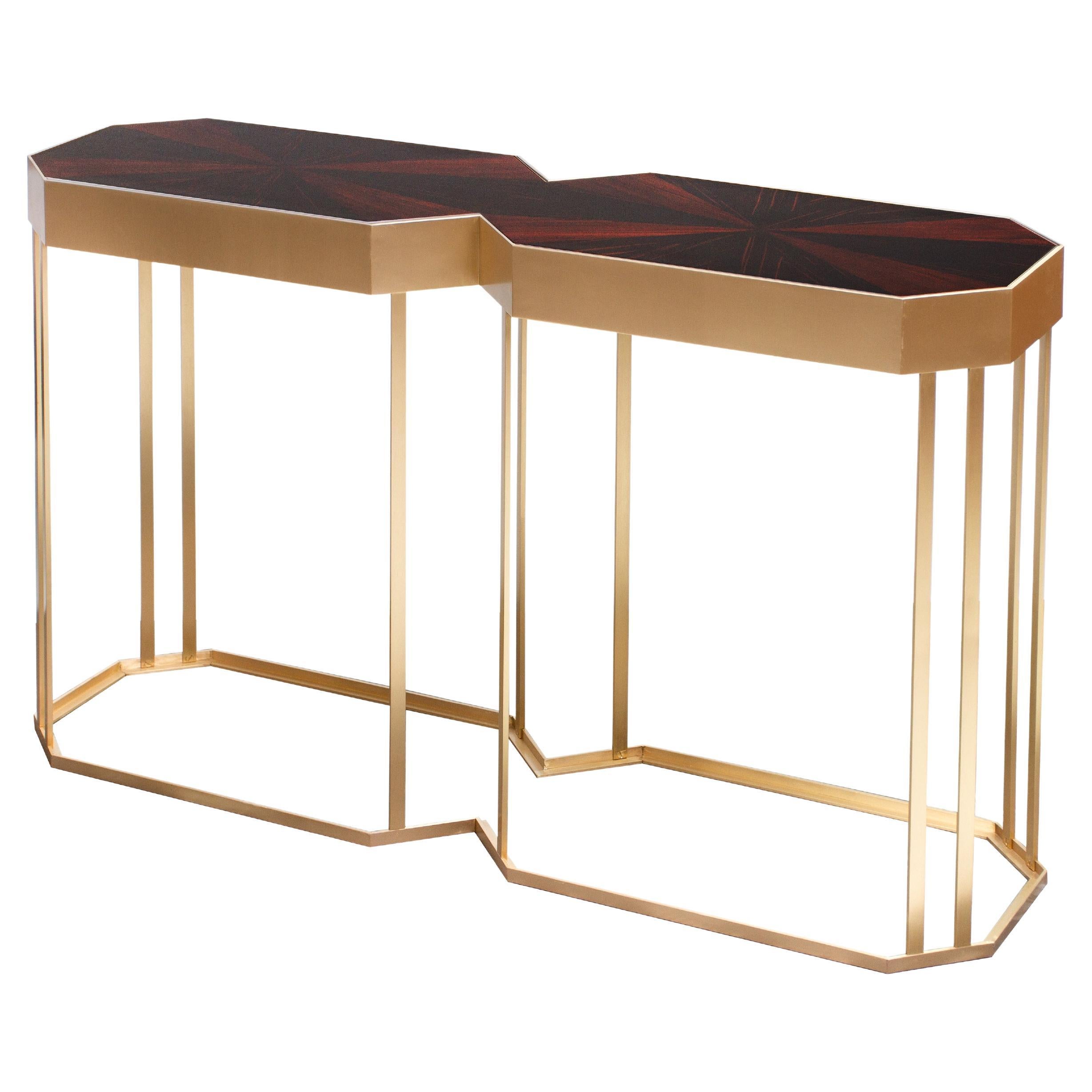 21th Century, Console Rosewood and Amana Ebony and brushed brass, made in italy For Sale