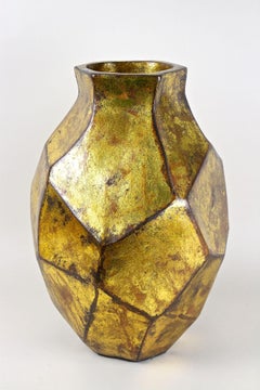 21th Century Contemporary Modern Golden Ceramic Vase, Italy