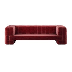 21th century Contemporary Sofa with Cross Banded Back in Bordeaux Corduroy