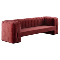 21th century Contemporary Sofa with Cross Banded Back in Bordeaux Corduroy 