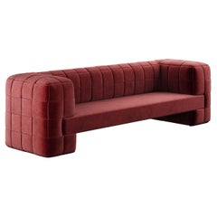 21th century Contemporary Sofa with Cross Banded Back in Bordeaux Corduroy