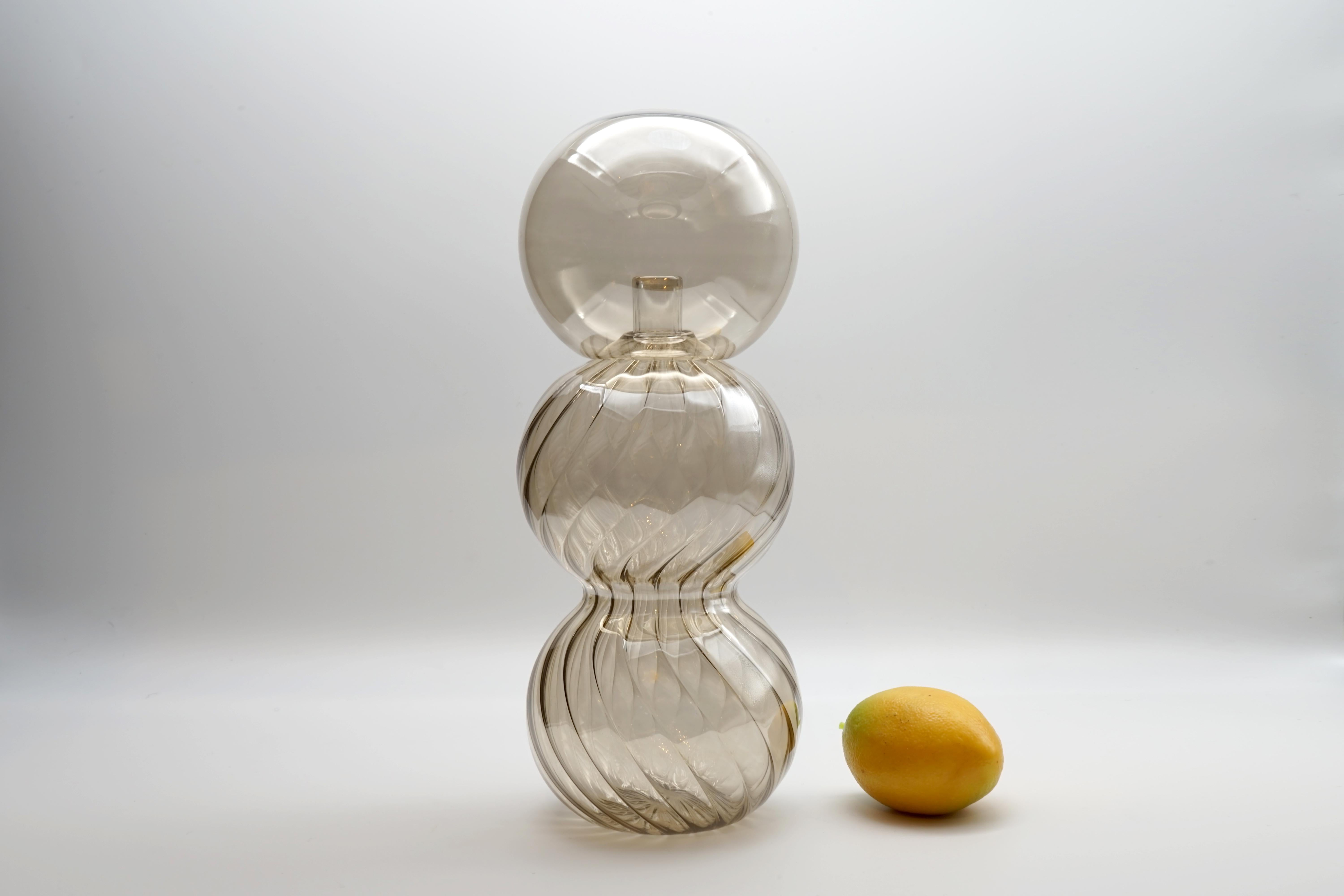 Other 21st Century Decorative Blow Glass Bottle, Bronze Color, Kanz Architetti For Sale