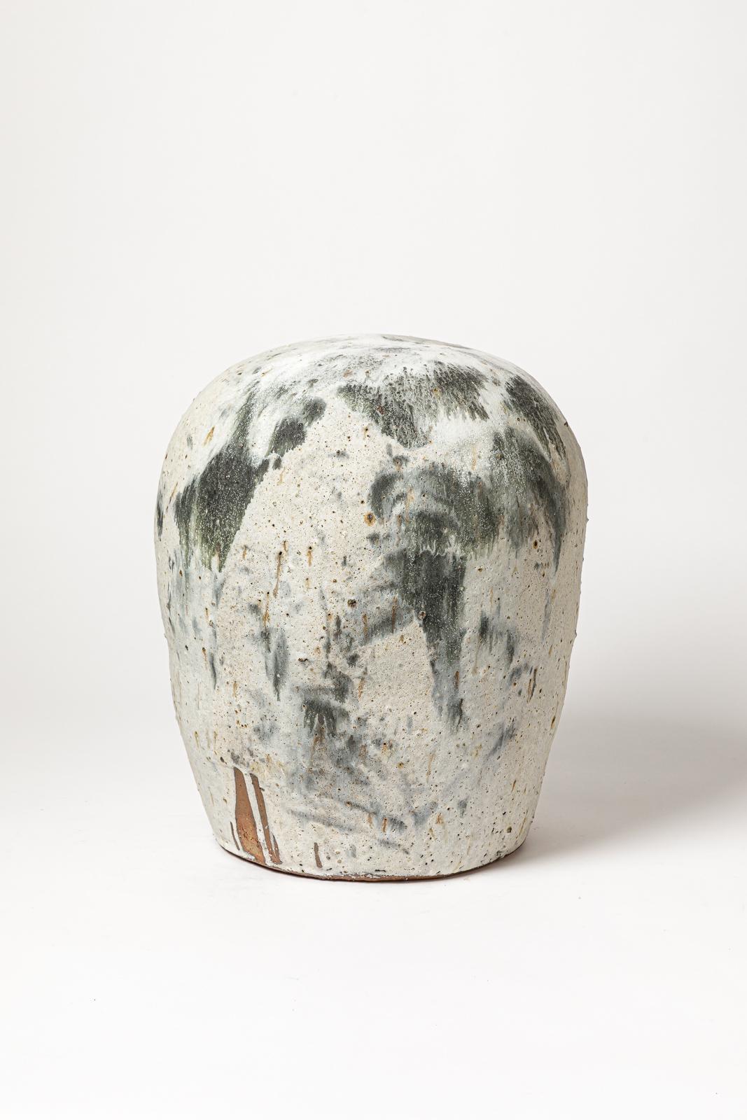 Moderne Tabouret en céramique bleu et gris du 21e siècle par B. Audureau 1/2 en vente