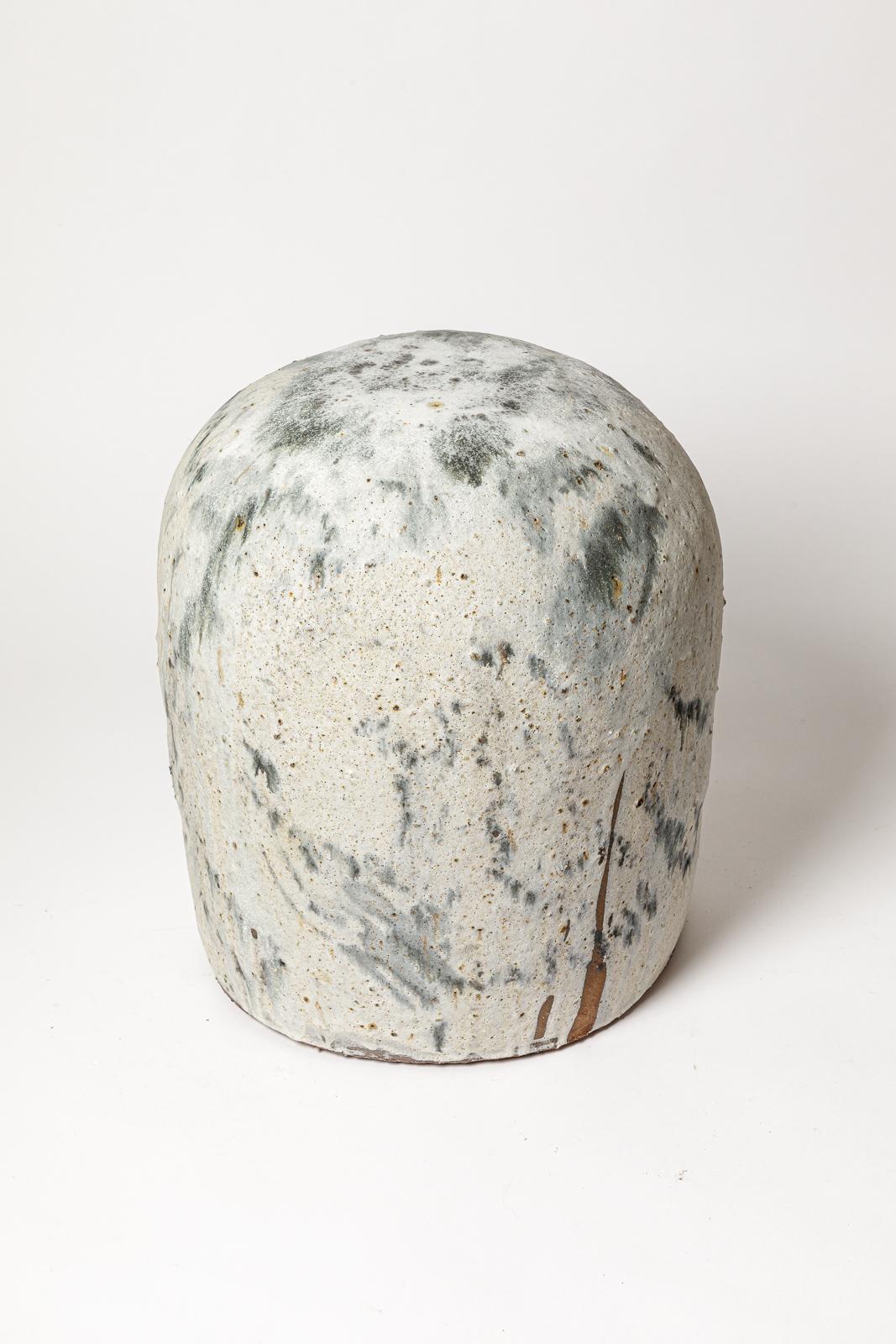 Sgabello in ceramica di design del 21° secolo in gres blu e grigio di B. Audureau 2/2 In condizioni ottime in vendita a Neuilly-en- sancerre, FR