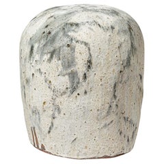 21th century design blue and grey stoneware ceramic stool by B. Audureau 2/2