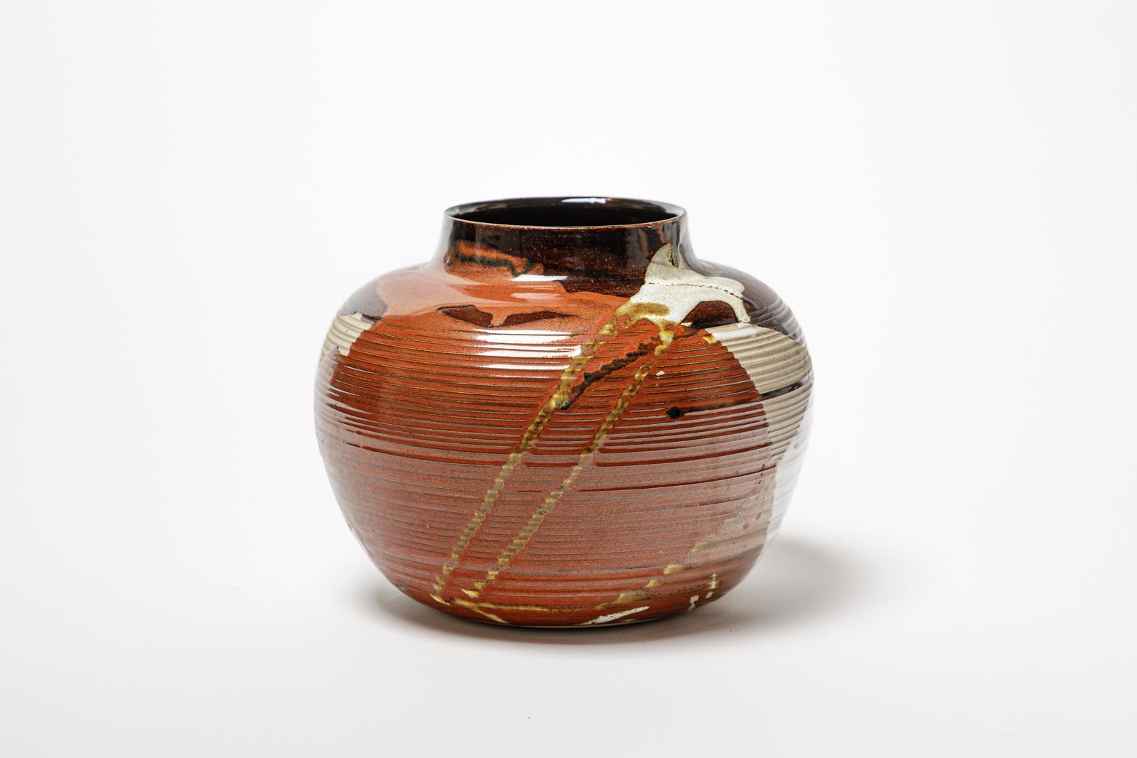 Vase en céramique abstraite blanche, noire et rouge, design du 21ème siècle par ATOI circa 2010 Excellent état - En vente à Neuilly-en- sancerre, FR