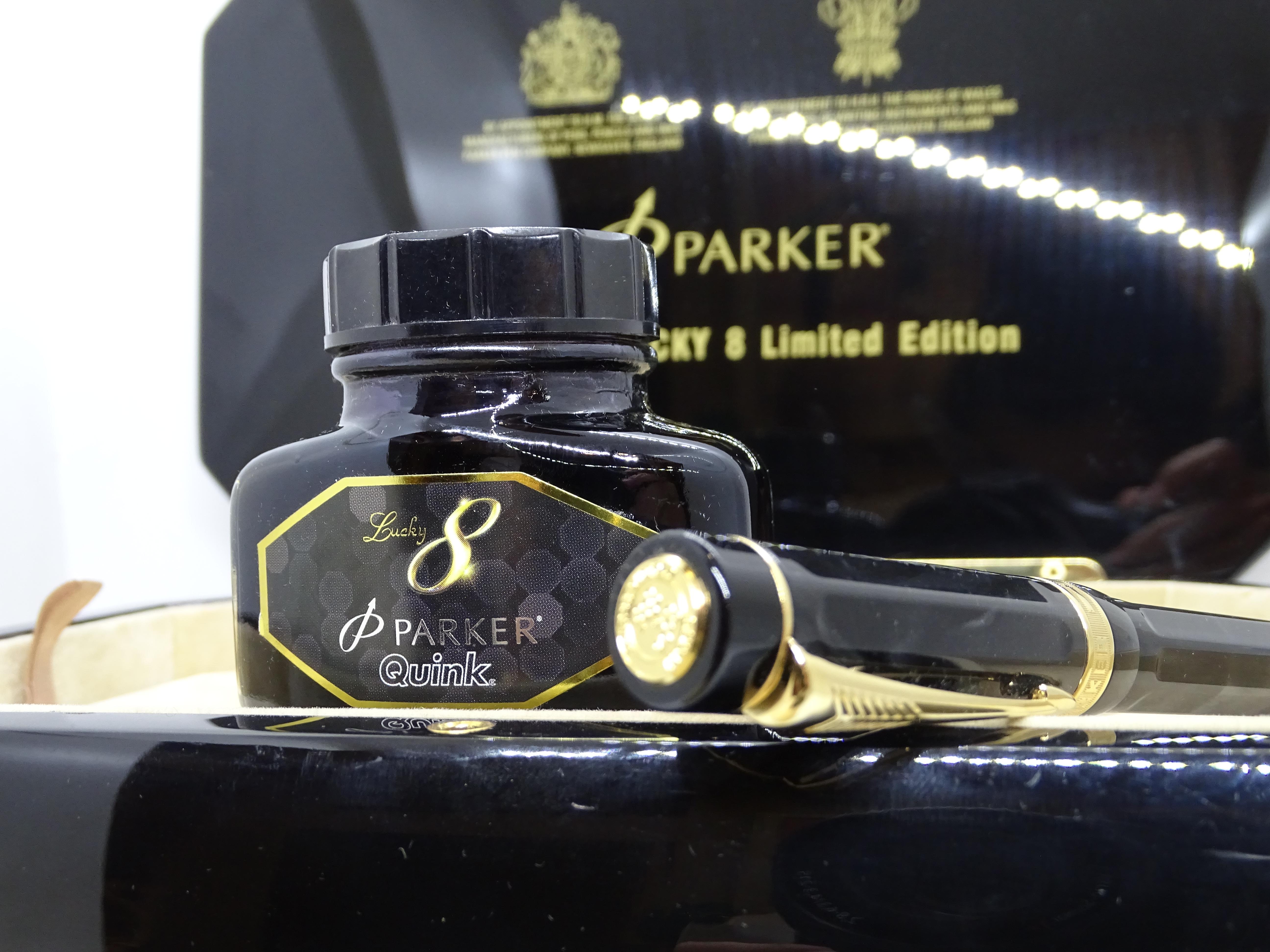 21st century England Parker Black Pen gold  inkell  box Lucky 8 7