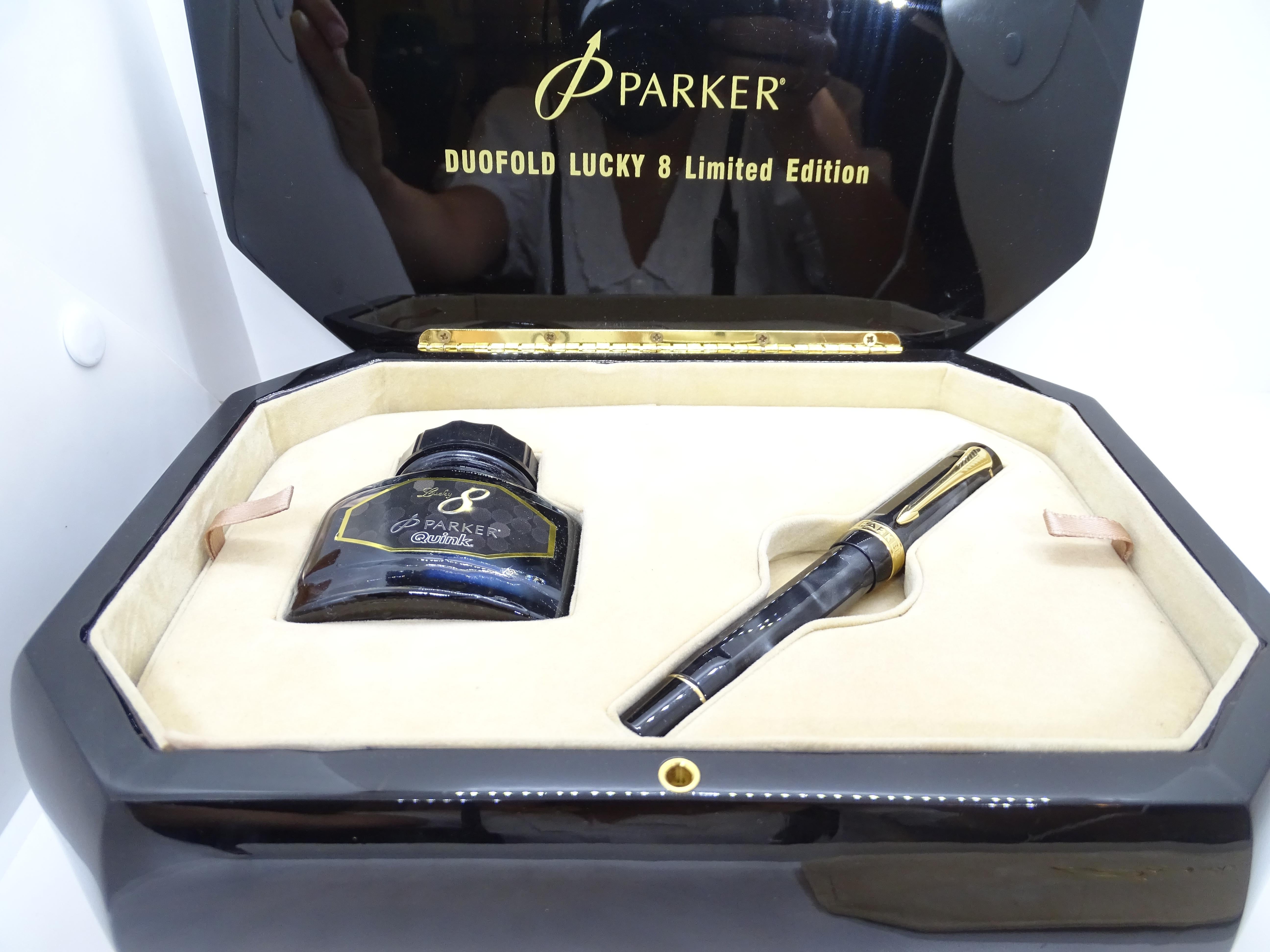 Contemporary 21st century England Parker Black Pen gold  inkell  box Lucky 8