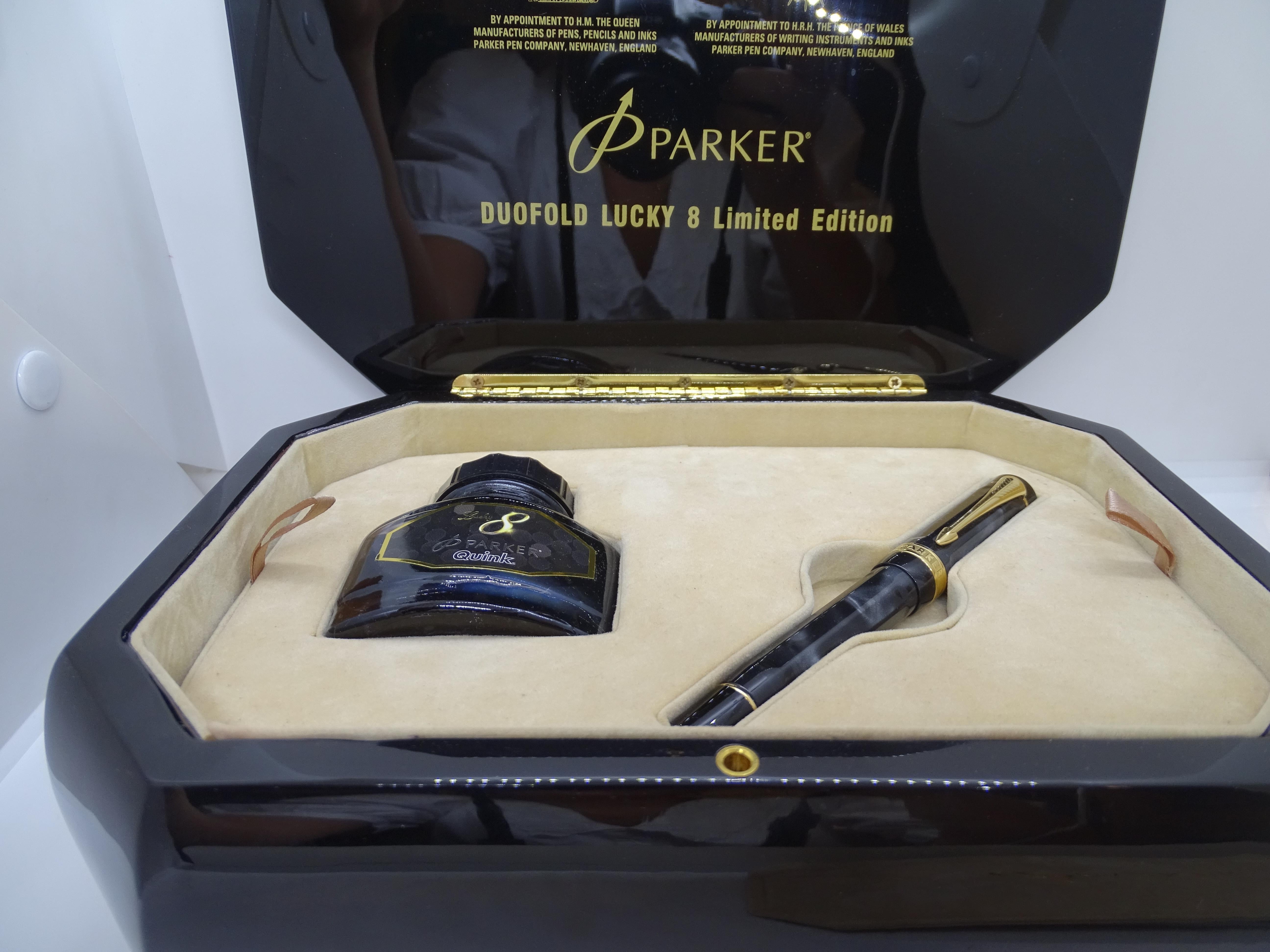 21st century England Parker Black Pen gold  inkell  box Lucky 8 1