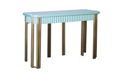 Ausziehbarer Konsolentisch aus lackiertem Holz und Messing aus dem 21. Jahrhundert, Hebanon Studio