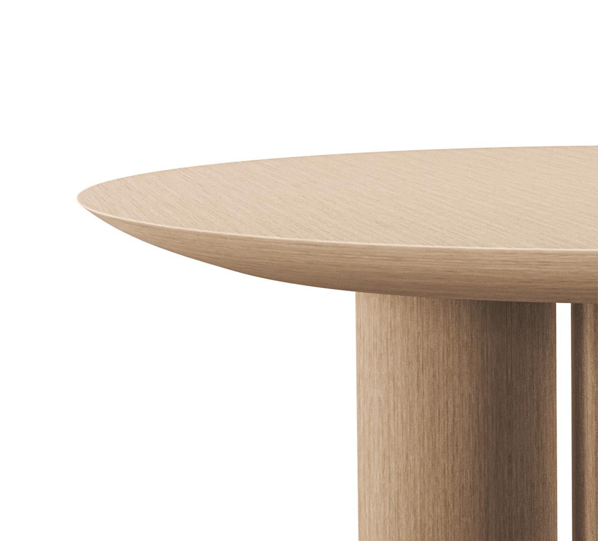 Modern 21th Century Round Table in Whitened Oak Wood Design Hebanon Studio, made in ITA For Sale