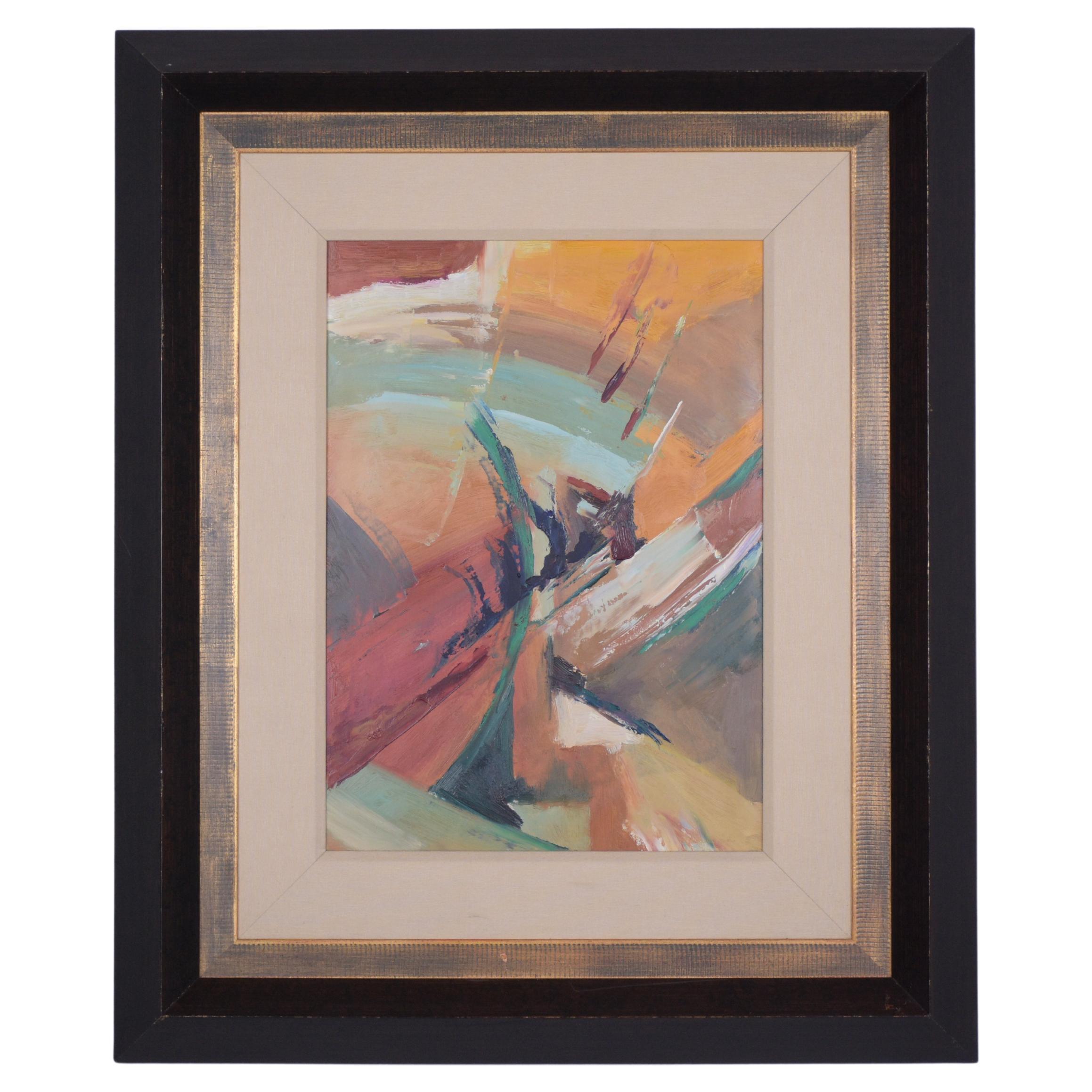 Contemporary Modern Framed Acrylic Painting Signed John Landsiedel 1985