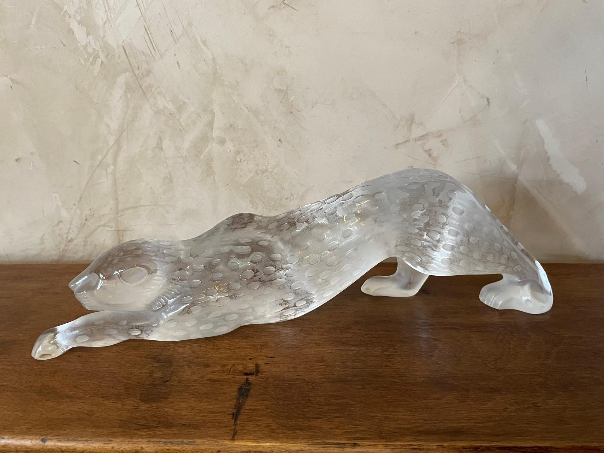 21st Century French Crystal Large Panther by Lalique 12