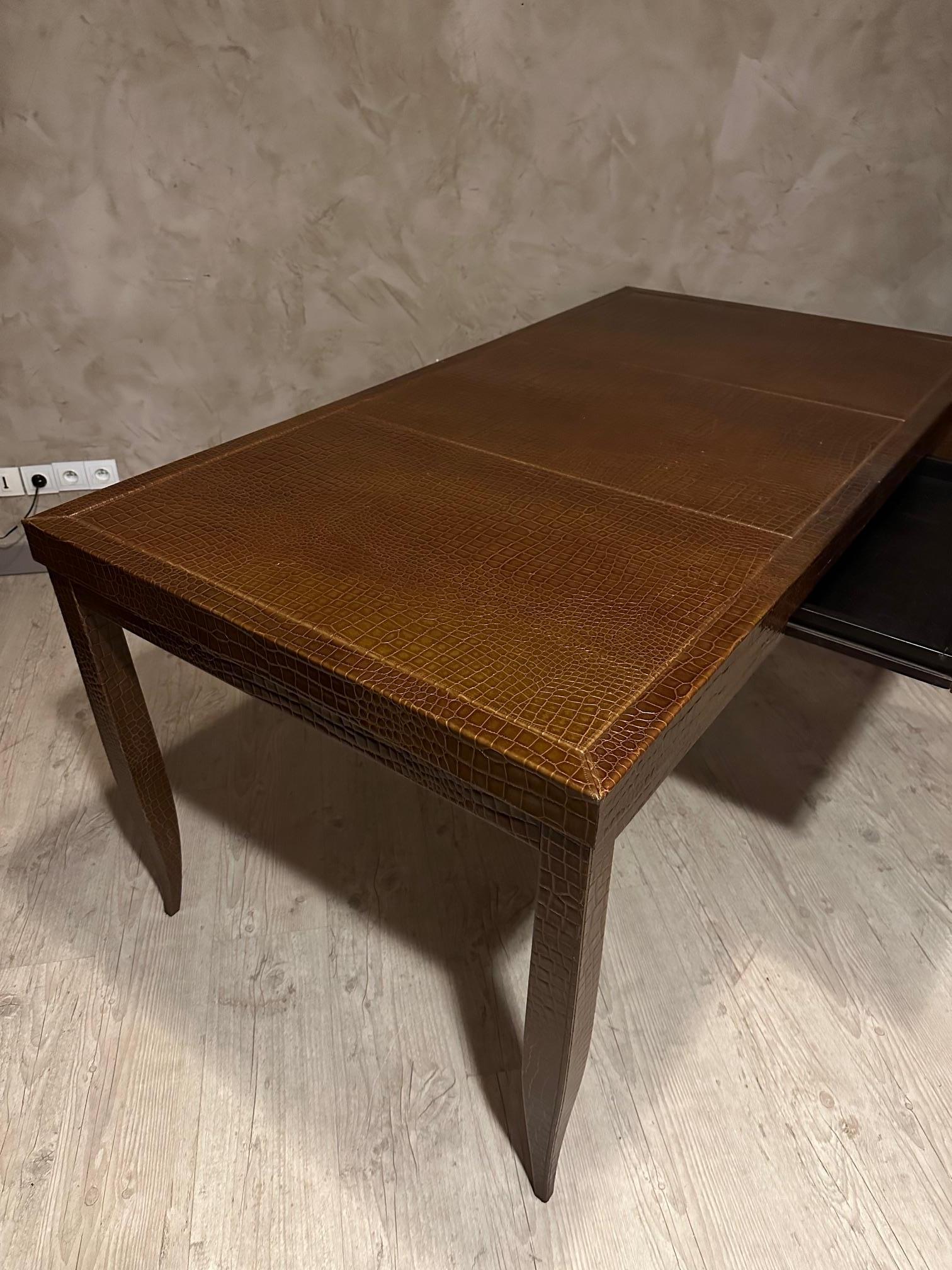21th Century French Leather Covered by Elitis France Desk For Sale 8
