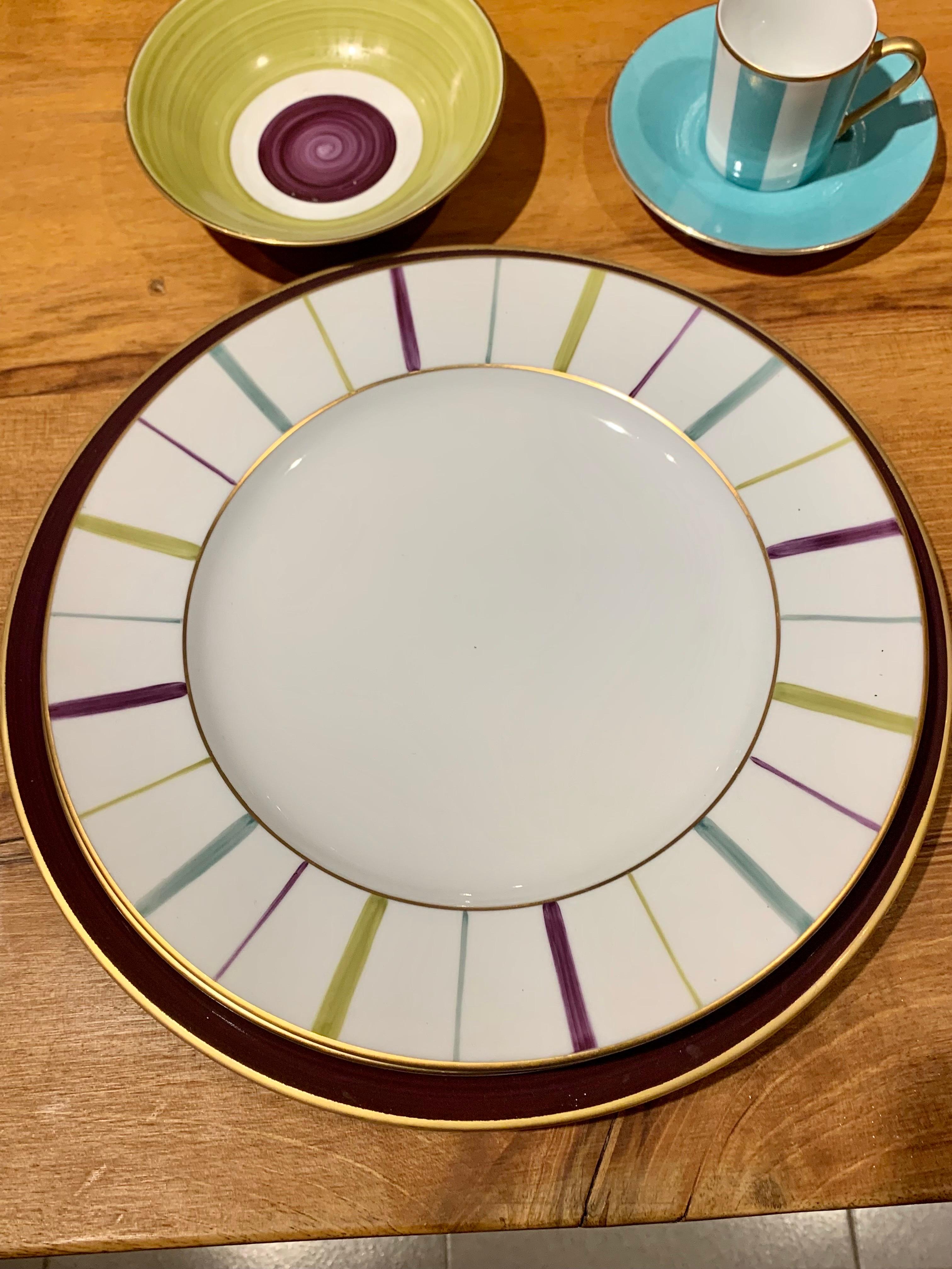 21th Century French Limoges Marie Daage Hand Painted Dinner Service Tableware For Sale 2