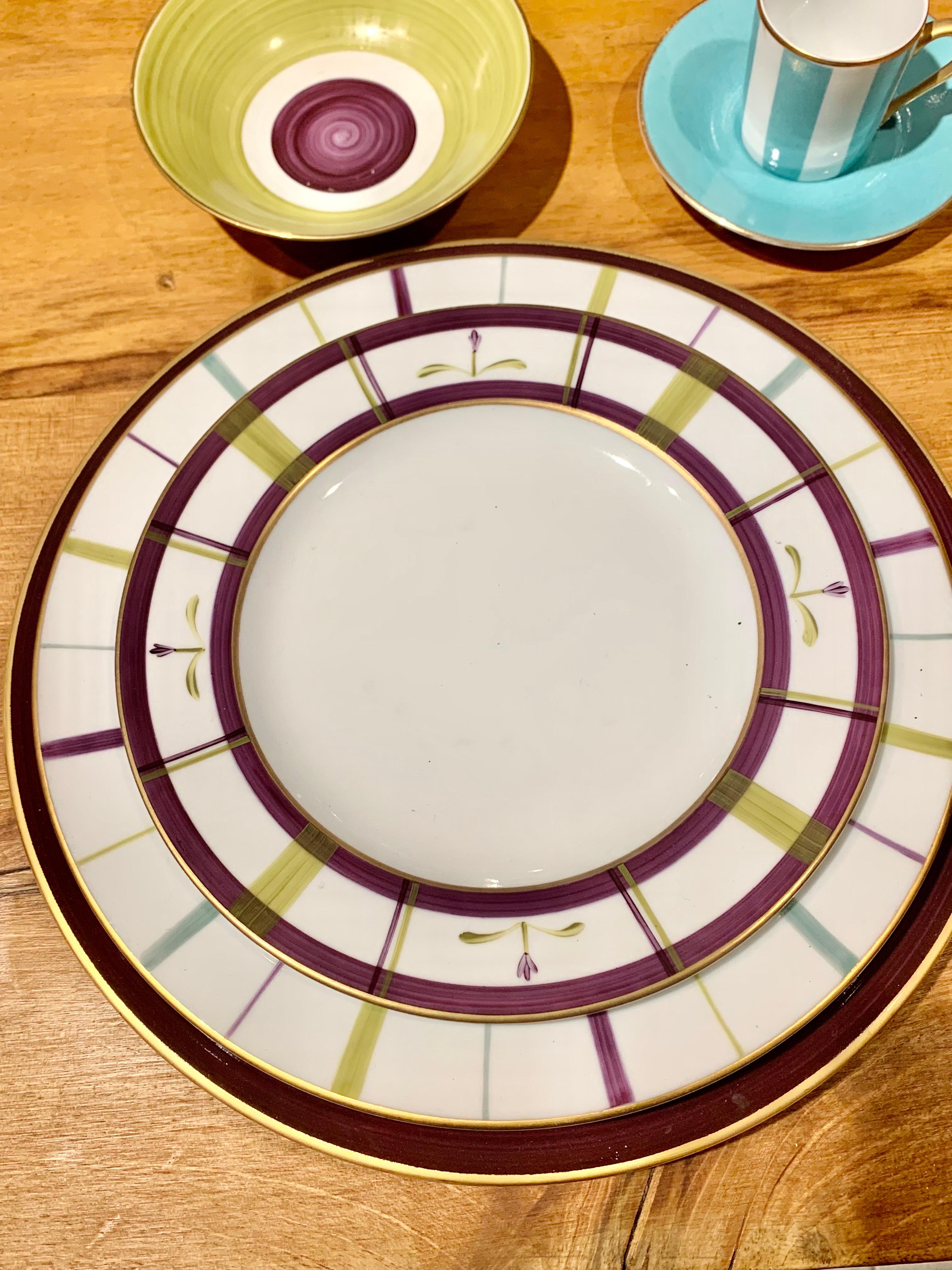 21th Century French Limoges Marie Daage Hand Painted Dinner Service Tableware For Sale 4